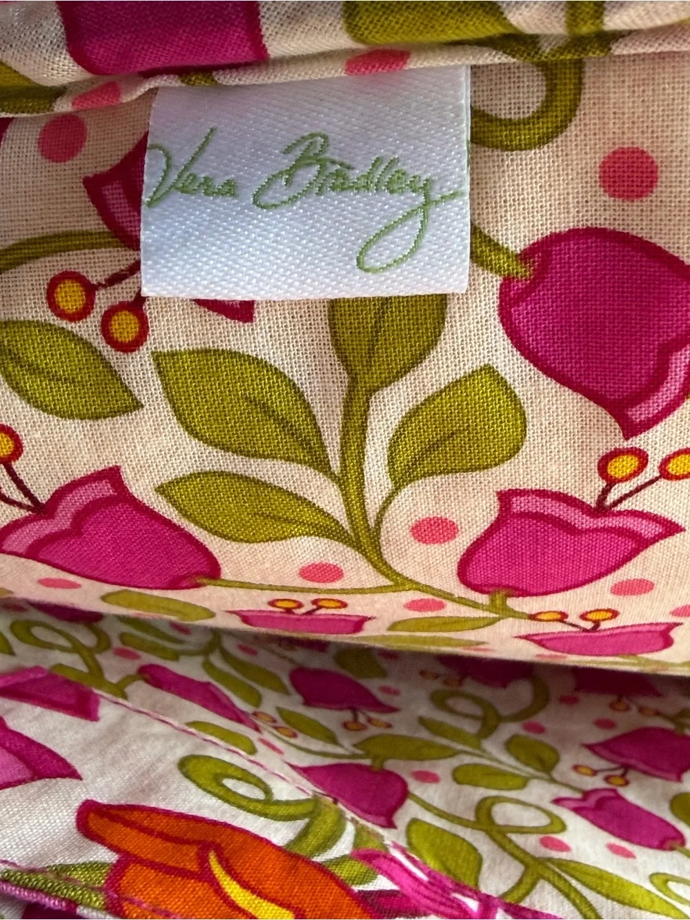Vera Bradley Pink, Orange & Green Floral Quilted Zip Pouch
